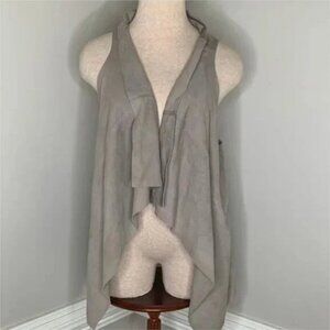 Isabella Bird Women's Leather Suede Drape Front Open Waterfall Vest Size Small